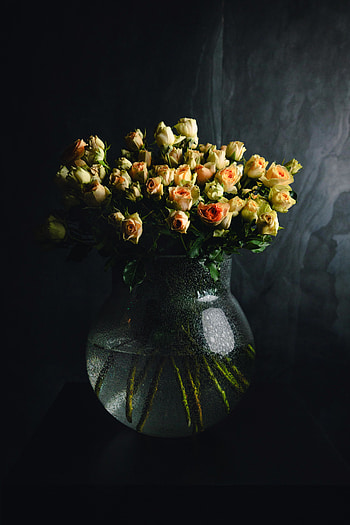 Flowers, Roses, Dark, Bouquet, Vase HD phone wallpaper