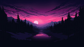 Morning In Snowy Mountains Synthwave Style, synthwave, artist, artwork, digital-art HD wallpaper