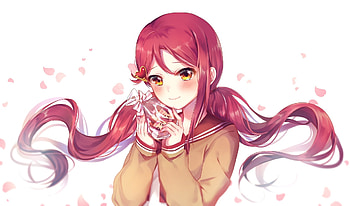 Cute, anime girl, beautiful, yellow eyes, Riko Sakurauchi HD wallpaper