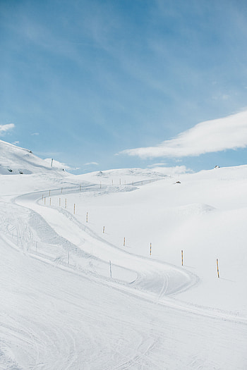 Nature, Mountains, Snow, Descent, Winding, Sinuous, Ski Slope HD phone wallpaper