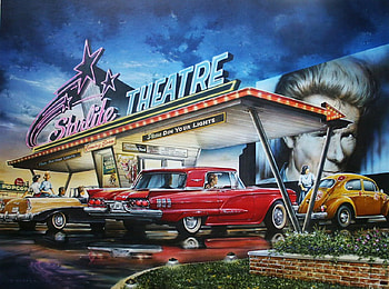 drive in theatre, ford, thunderbird, t-bird, cars HD wallpaper