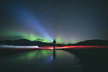 Night, Dark, Silhouette, Starry Sky, Northern Lights, Aurora Borealis HD wallpaper
