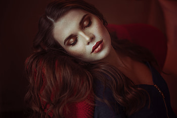 Sleeping, beautiful, woman, model, brunette HD wallpaper