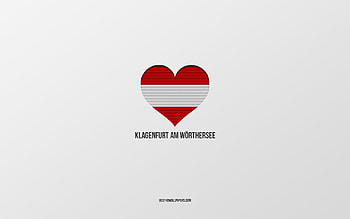 I Love Klagenfurt am Worthersee, Austrian cities, Day of Klagenfurt am Worthersee, gray background, Klagenfurt am Worthersee, Austria, Austrian flag heart, favorite cities, Love Klagenfurt am Worthersee HD wallpaper