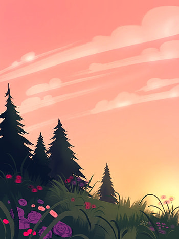 Flowers, Trees, Art, Hill, Paints HD phone wallpaper