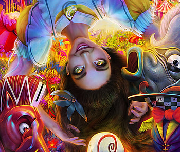 Unhappiness, colorful, omrikoresh, alice, fantasy, art, girl, luminos, omri koresh HD wallpaper