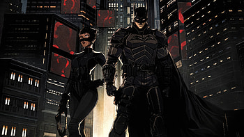 The Batman Rising Beyond Shadows, batman, the-batman, superheroes, artwork, digital-art, catwoman HD wallpaper