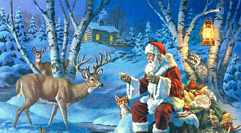 ★Christmas Feast★, winter, holidays, winter holidays, snow, animals, white trees, gifts, weird things people wear, paintings, santa claus, beautiful, creative pre-made, love four seasons, wildlife, Christmas, deer, xmas and new year, lantern, lovely HD wallpaper