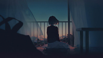 Anime Alone Girl, Girl Sitting Alone HD wallpaper