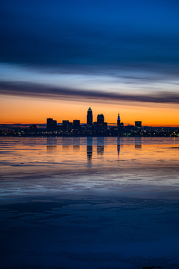 Cities, Sunset, Twilight, City, Building, Reflection, Coast, Dusk HD phone wallpaper
