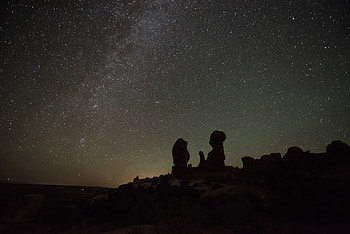 Milky way, starry night, silhouette, landscape HD wallpaper