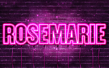 Happy Birtay Rosemarie, , pink neon lights, Rosemarie name, creative, Rosemarie Happy Birtay, Rosemarie Birtay, popular french female names, with Rosemarie name, Rosemarie HD wallpaper
