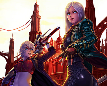 The Revive, nero, cute, long hair, 3d, cg, devil may cry, short hair, female, sexy, sword, blue eyes, hot, girl, blade, anime girl, anime, white hair, vergil, realistic HD wallpaper