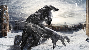 Black Panther In Snow, black-panther, superheroes, artwork, deviantart HD wallpaper