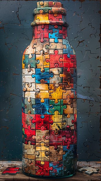 Colorful Puzzle Bottle - Unique Jigsaw Design HD phone wallpaper