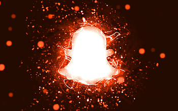 Snapchat orange logo, , orange neon lights, creative, orange abstract background, Snapchat logo, social network, Snapchat HD wallpaper