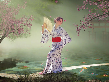 Fantasy girl japanese, japanese, abstract, fantasy, girl, woman HD wallpaper