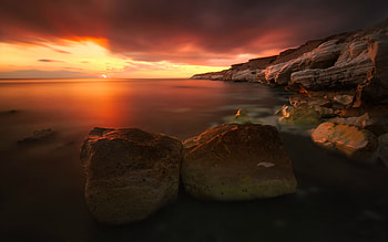 low sun, fun, cool, nature, sunset, ocean, beach HD wallpaper