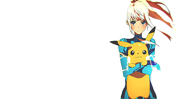 Anime - Crossover Anime Pikachu Samus Aran PokÃ©mon Metroid Blue HD wallpaper