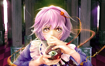 Delusion, pink, magic, anime, fantasy, eyes, girl, hair HD wallpaper