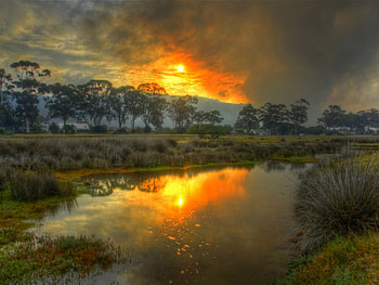 Sunset, river, nature, reflction HD wallpaper