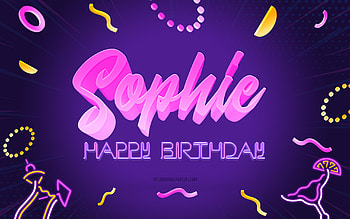 Happy Birtay Sophie, , Purple Party Background, Sophie, creative art, Happy Sophie birtay, Sophie name, Sophie Birtay, Birtay Party Background HD wallpaper