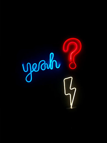 Text, Words, Neon, Darkness, Glow, Question HD phone wallpaper