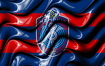 Memphis FC flag, , blue and red 3D waves, USL, american soccer team, Memphis FC logo, football, soccer, Memphis FC HD wallpaper