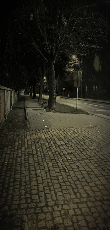 Silence street night, atmosphere, sidewalk HD phone wallpaper