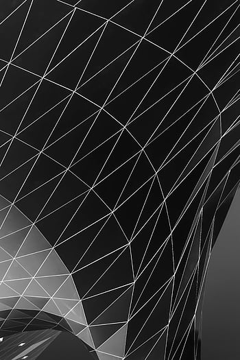 Black and white geometric pattern with intersecting lines in an abstract style. HD phone wallpaper