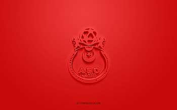 ASO Chlef, creative 3D logo, red background, Algerian football club, Ligue Professionnelle 1, Chlef, Algeria, 3d art, football, ASO Chlef 3d logo HD wallpaper