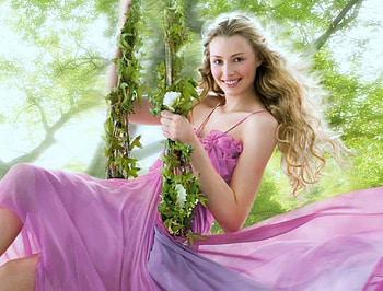 Happy girl, happy, girl, flowers, dress HD wallpaper