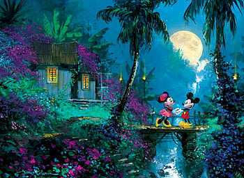 Moonlight Proposal F, Mickey Mouse, art, beautiful, artwork, wide screen, painting, fantasy, abstract, Minnie Mouse HD wallpaper
