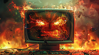 Angry Computer: A Ultra of Fury, angry, computer, flame, Digital Art HD wallpaper