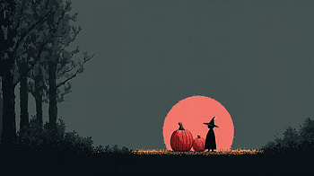 halloween, witch, pumpkin, moon HD wallpaper