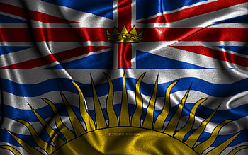 British Columbia flag, , silk wavy flags, canadian provinces, Day of British Columbia, fabric flags, Flag of British Columbia, 3D art, British Columbia, Provinces of Canada, British Columbia 3D flag, Canada HD wallpaper