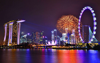 Singapore city, Modern architecture, Urban skyline, City lights HD wallpaper