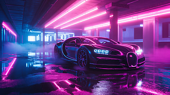 Neon Glare: Bugatti Chiron, Bugatti Chiron, neon, Bugatti HD wallpaper