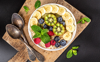 Breakfast, fruit, food, muesli HD wallpaper
