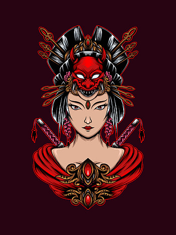 Red Geisha, japan HD phone wallpaper