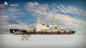 Polar bear and icebreaker Lenin, Polar, icebreaker, bear, on, Lenin HD wallpaper