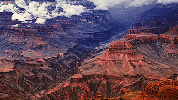 Valley, horizon, mountains, nature HD wallpaper