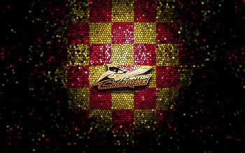 Canton Charge, glitter logo, NBA G League, red yellow checkered background, basketball, american basketball team, Canton Charge logo, mosaic art HD wallpaper