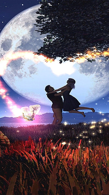 Lovers Moon, Romantic, Moonlight HD phone wallpaper