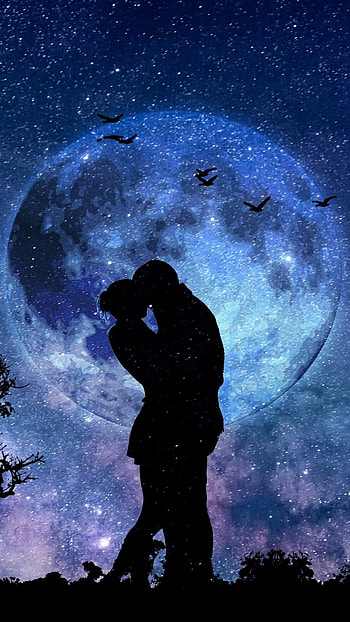 Lovers Moon, Lovely, Moonlight HD phone wallpaper