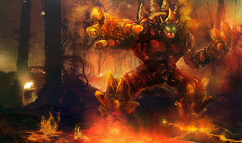 Malphite Splash, splash, monster, demon, malphite - the shard of the monolith, adventure, video game, cg, league of legends, fire, the shard of the monolith, malphite HD wallpaper