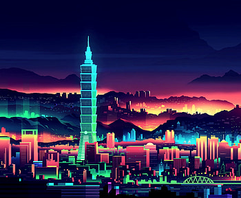 Art, Night City, Skyscrapers, Tower, Taipei HD wallpaper