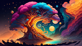 Neon Tree, AI Art, fantasy HD wallpaper