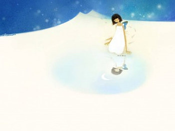 Little Angel, angel, reflection, snow, mountain HD wallpaper
