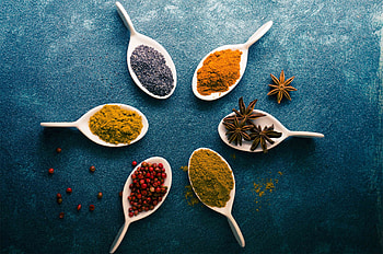 Spices, masala, food, spoon HD wallpaper